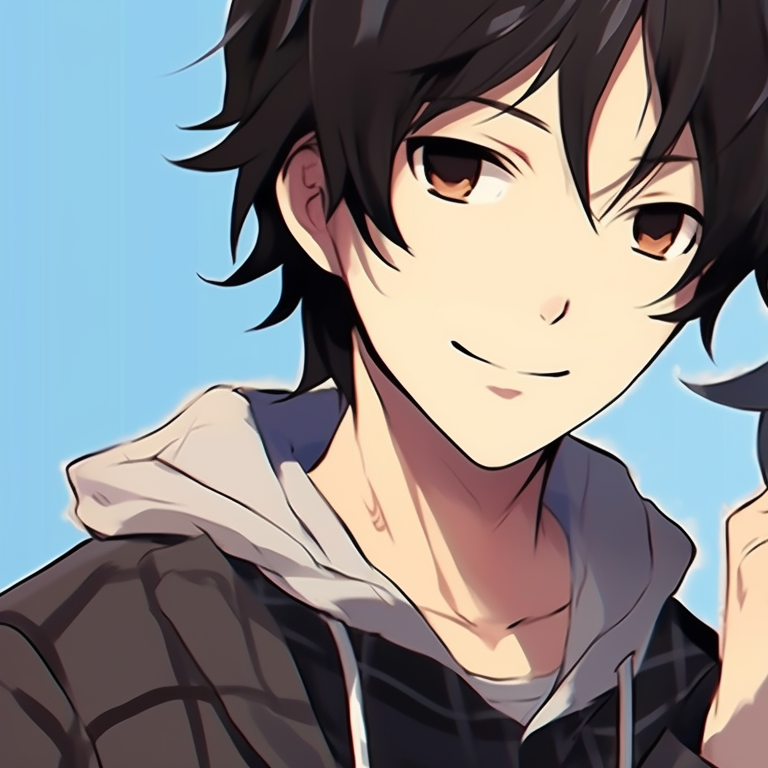 Hori and Miyamura, minimalist style, quiet expressions indicating their silent understanding and mutual support. horimiya character profiles pfp for discord.