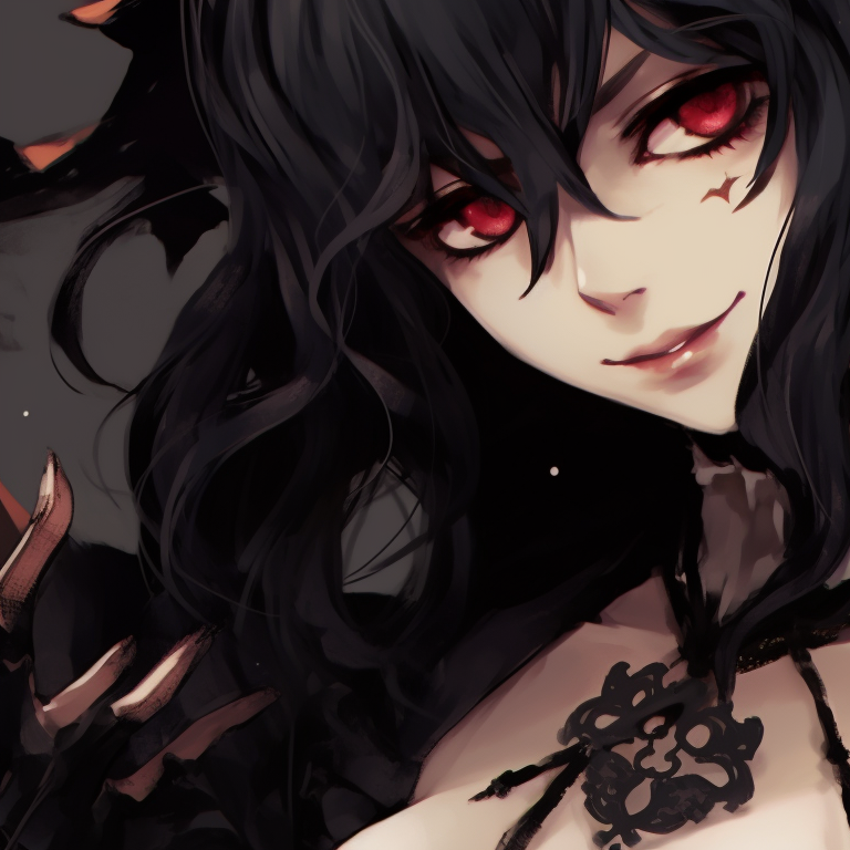 Two characters, draped in shadows, high contrast and stark lines, connecting gazes. dark matching pfp halloween theme couples pfp for discord.