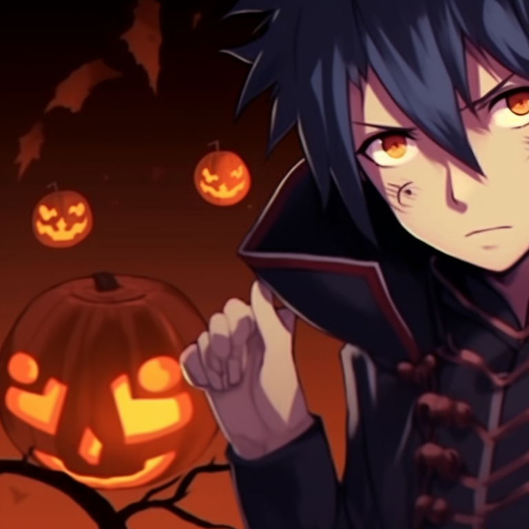 Close-up of Naruto and Sasuke, heavy shadows and detailed texture, encapsulating their Halloween persona. sharingan and rinnegan naruto, sasuke halloween pfp pfp for discord.