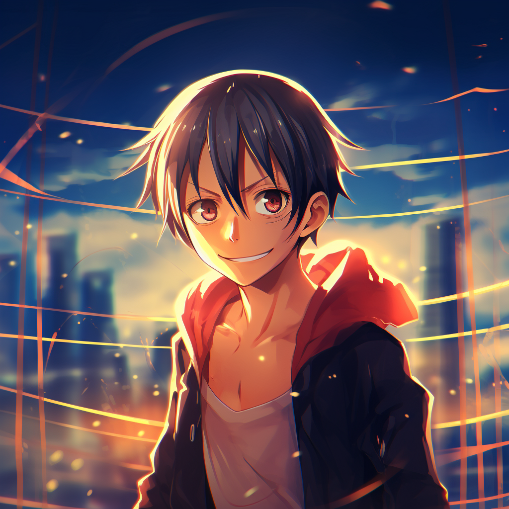 Luffy showing strong determination, strong lines and saturated colors portraying his character. 4k anime scene profile photos