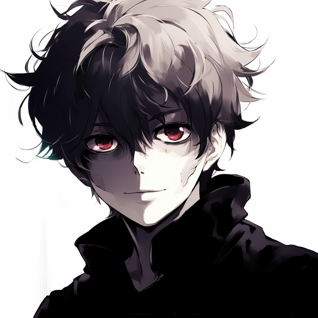 Anime boy with a playful smirk, the art style is smooth with well-delineated lines. anime boy pfp in high quality