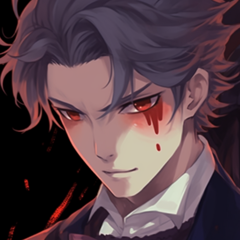 Two vampire characters, sharp lines and blood-red accents. halloween themed couple pfp ideas pfp for discord.