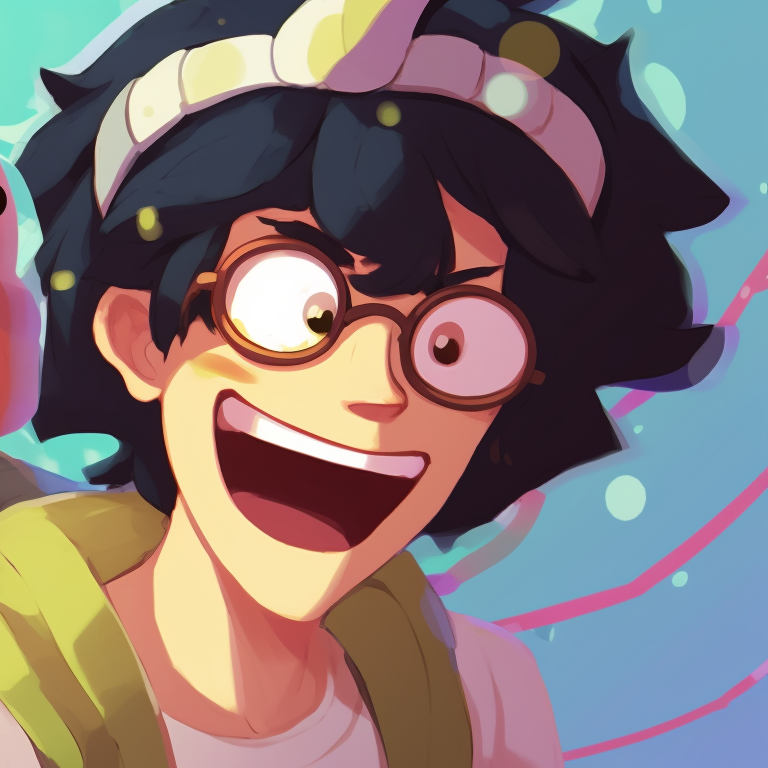 Two characters sharing a funny moment, detailed scene with lively colors funny matching pfp designed for friends pfp for discord.