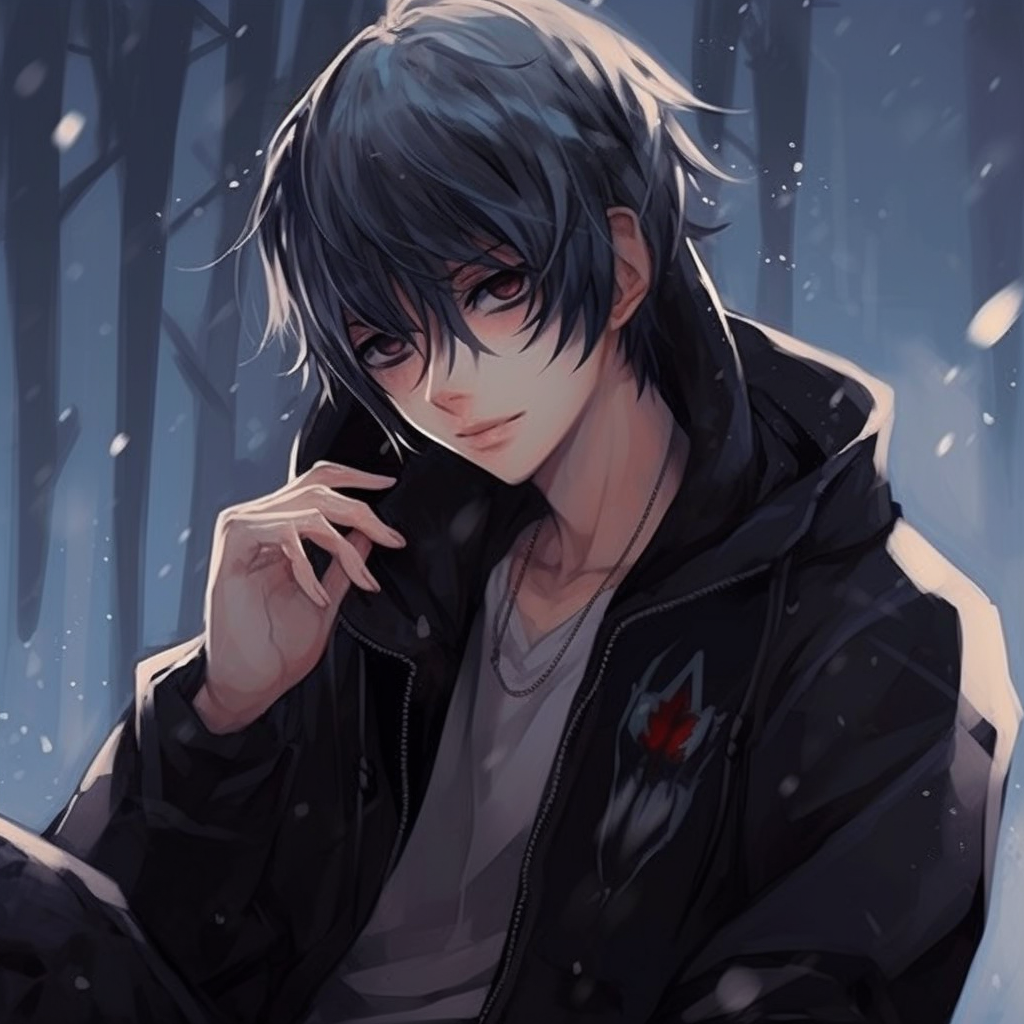 Angst-filled emo anime character, expressive lines and significant use of black and red. emo male anime pfp