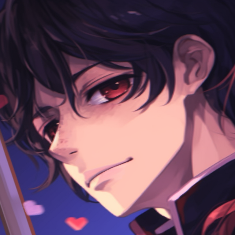 Two characters at sunset, warm hues with a calm atmosphere. shojo anime matching pfp couple pfp for discord.