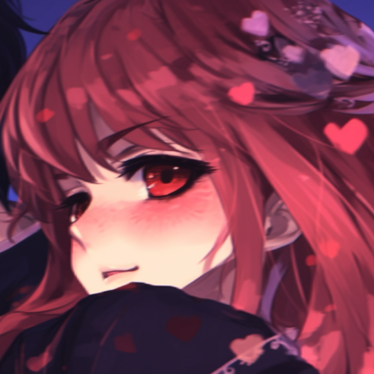 Two characters at sunset, warm hues with a calm atmosphere. shojo anime matching pfp couple pfp for discord.