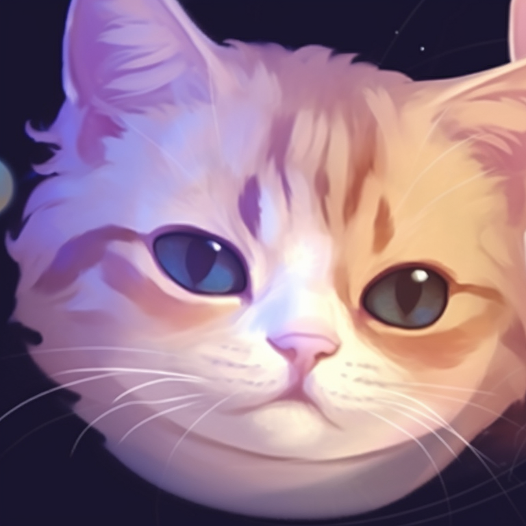 A pair of cats floating in space, made with pastel colors and adorned with star details. matching pfp cat images pfp for discord.