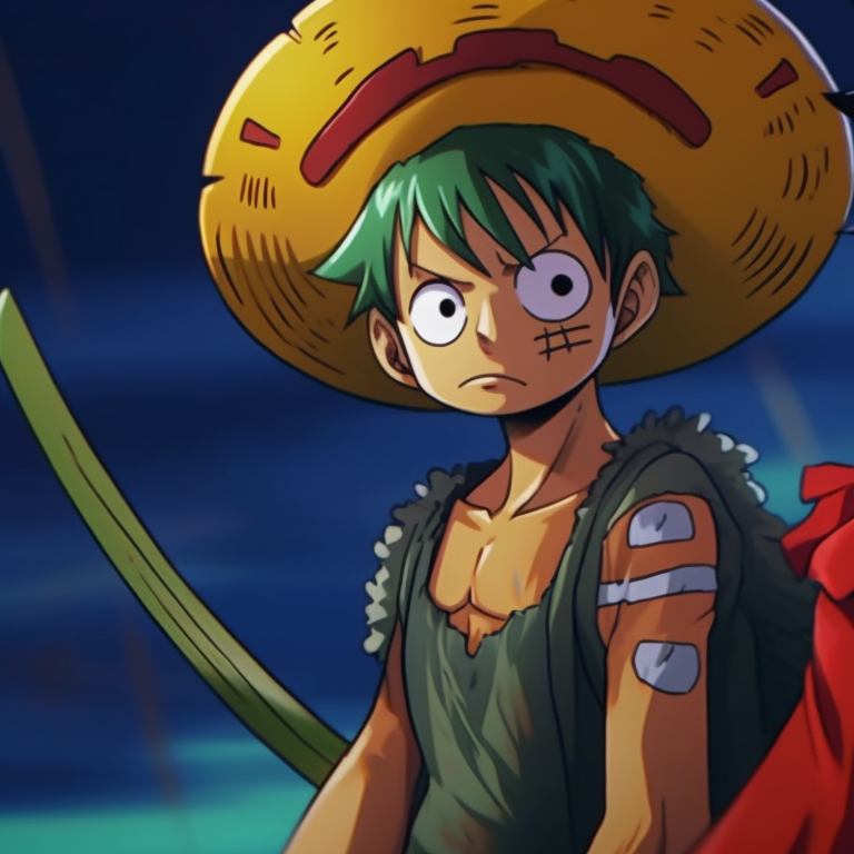 Luffy and Zoro in Halloween costumes, artistic shading and bold colors. unique luffy and zoro halloween theme pfp pfp for discord.
