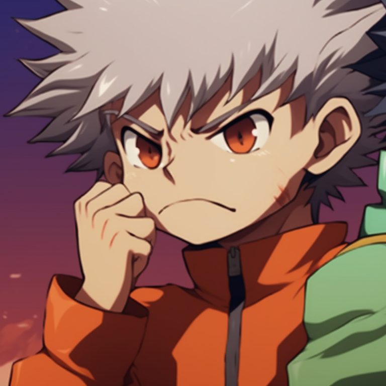 Two characters in adventure gear, crisp lines and vibrant colors, standing side-by-side. gon and killua, hunter x hunter matching pfp pfp for discord.