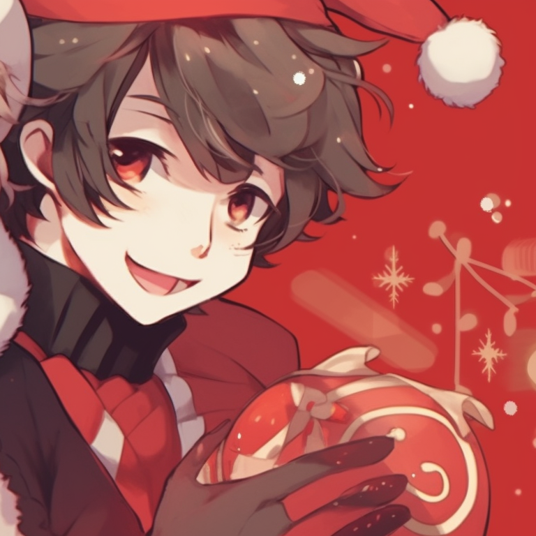Two characters with Christmas hearth background, warm colors and holding Christmas stockings. classy matching christmas aesthetic pfp pfp for discord.