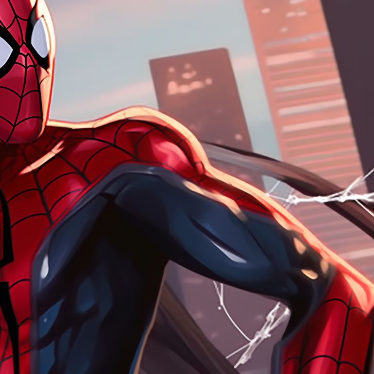 Spiderman and Gwen, dynamic poses and energetic lines, swinging through the city. spiderman and gwen matching pfp pfp for discord.
