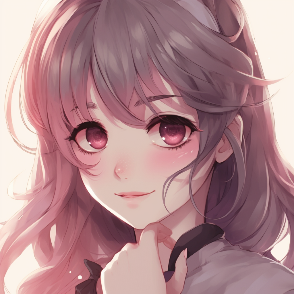 Kawaii-style Egirl character, pastel color palette and exaggerated cute expressions. original egirl pfp anime pfp for discord.