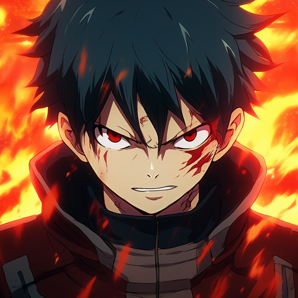 Todoroki flaring up his fire quirk, intense lighting and high contrast fire anime pfp hd quality