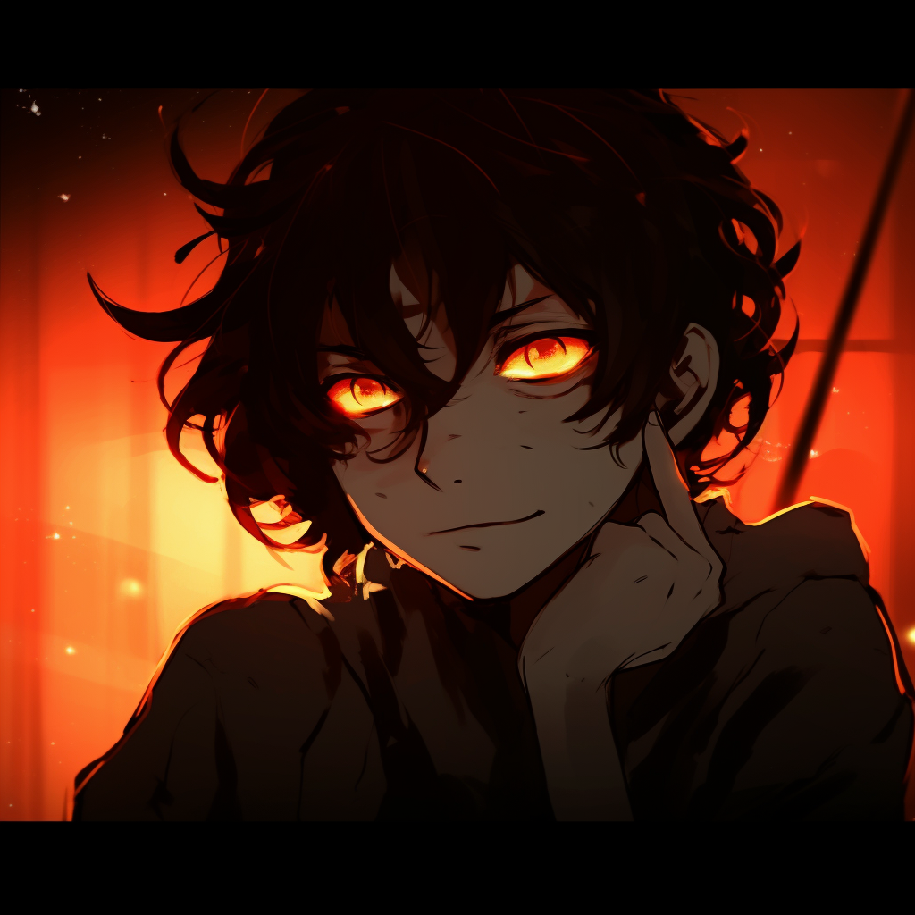 Serious young anime character, emphasis on intense expressions and strong outlines. crazy anime pfp boy illustration pfp for discord.