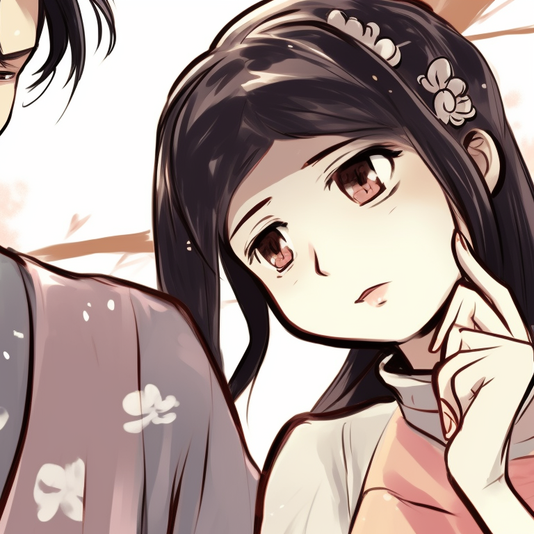 Lady K offering support to the sick man, characterized by warm hues and strong lines. lady k and the sick man matching pfp books pfp for discord.