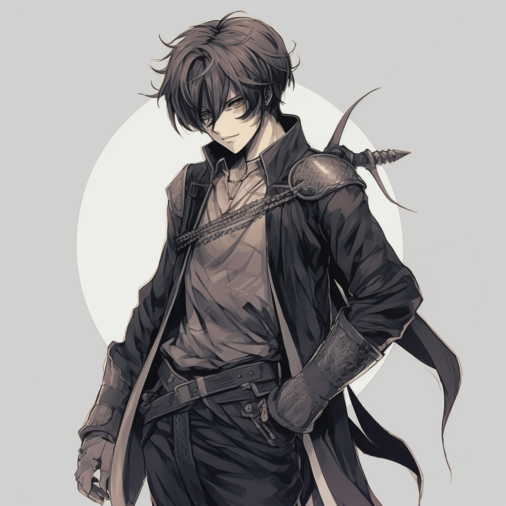 Character in a combat-ready pose, with a focus on the seriousness in their eyes and strong lines of the art style. anime male pfp ideas pfp for discord.