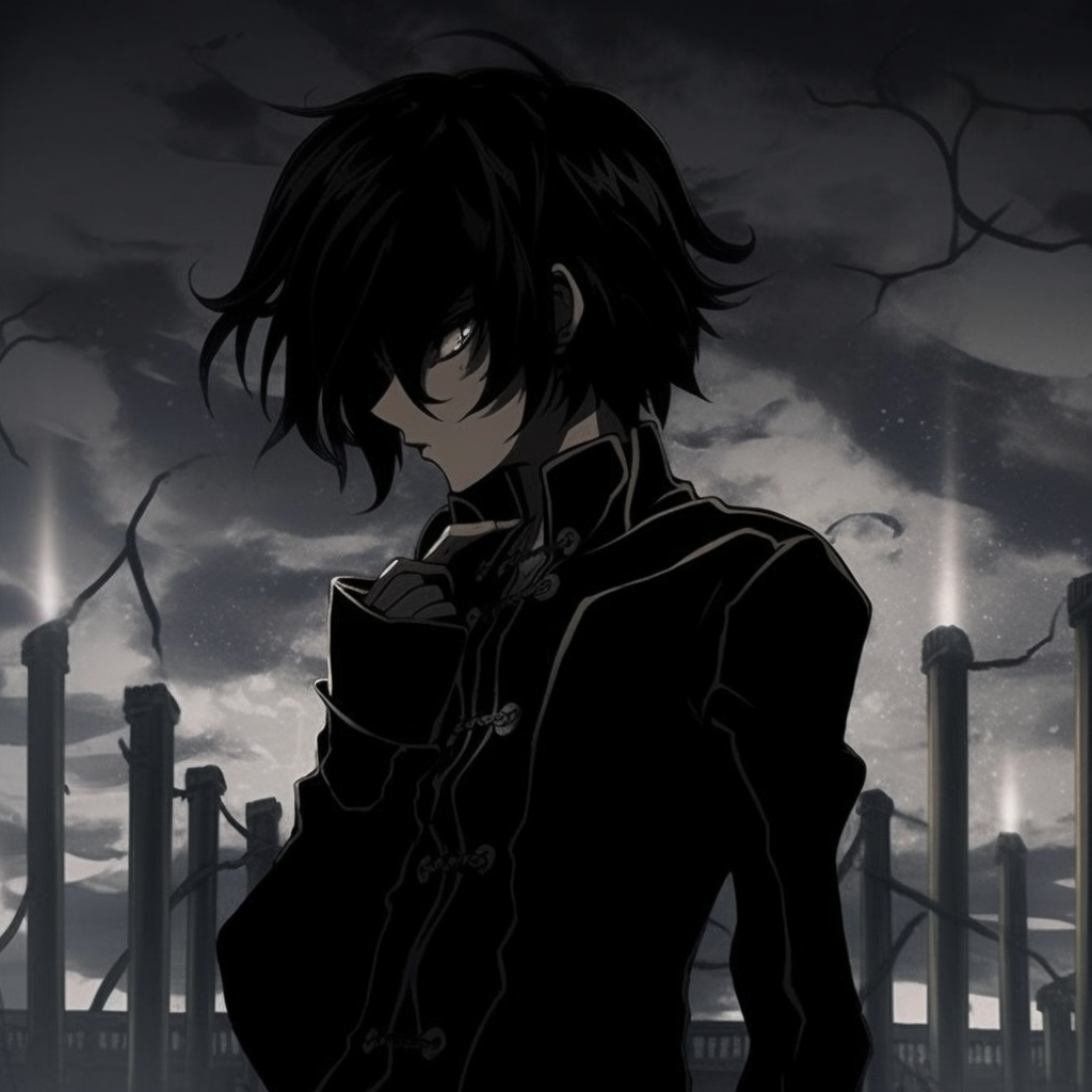 Lelouch donning his Zero Mask, sharp lines and high contrast between colors. stunning black pfp anime pfp for discord.