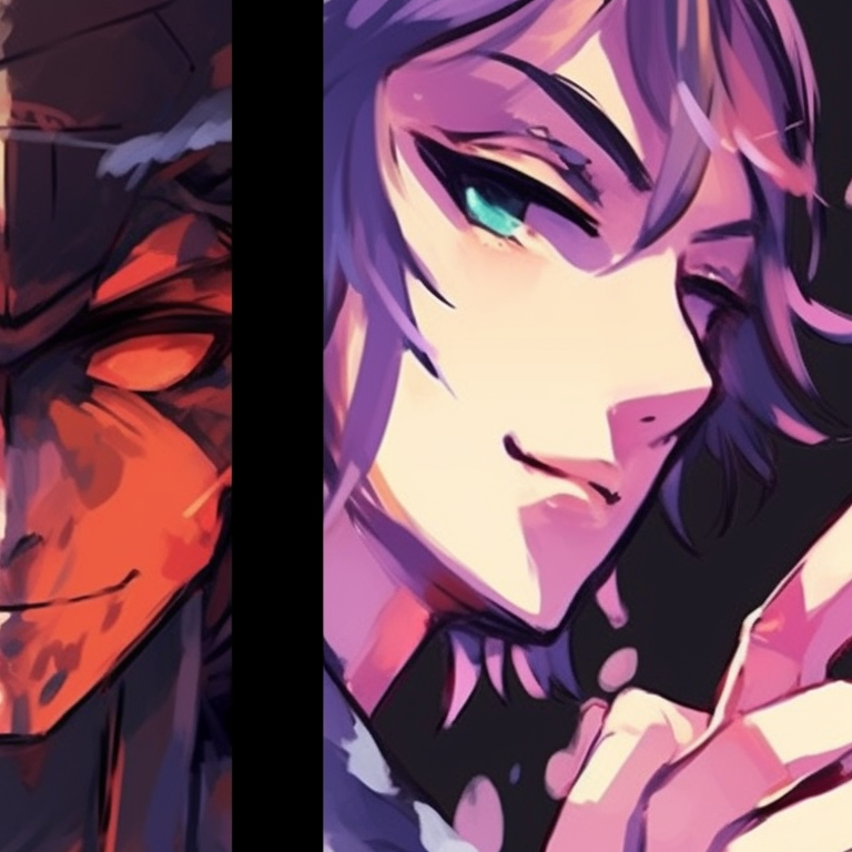 Three characters on an adventure, intricately drawn characters and vibrant scenery. vibrant matching trio pfp artwork pfp for discord.