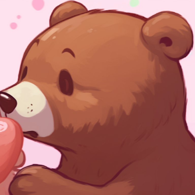 Two bear characters in a tight embrace, warm autumn colors enveloping them. new milk and mocha pfp selections pfp for discord.