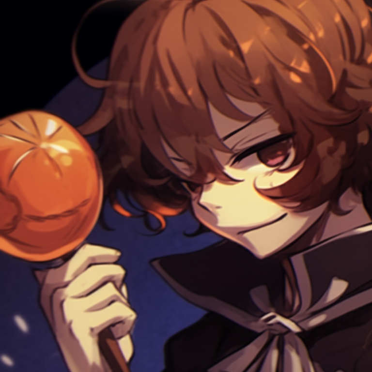Dazai and Chuuya in witch robes, with pointy hats and broomsticks, set against a full moon. The image has striking contrasts of rich, dark colors. dazai chuuya halloween pfp pfp for discord.