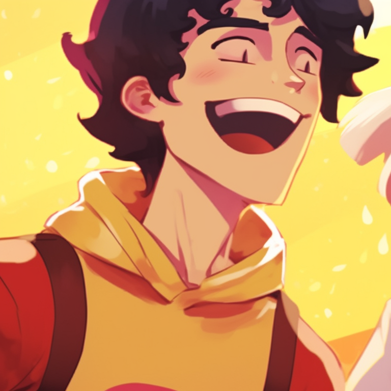 Two characters tickling each other, soft hues and playful atmosphere. comical matching pfp specifically for couples pfp for discord.