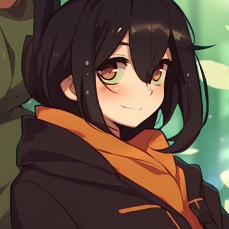 Two characters in forest-themed clothes, rich green colors, standing side by side. top-tier matching discord pfp pfp for discord.