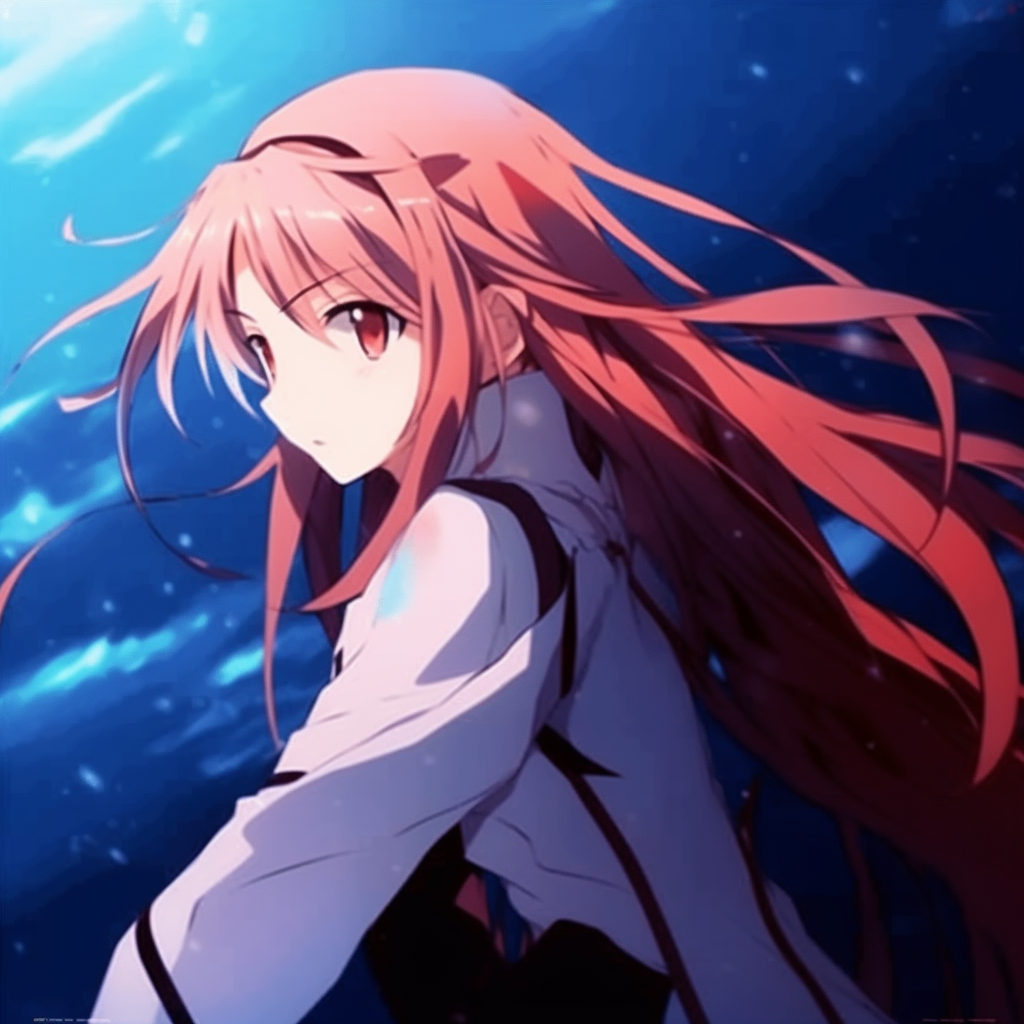 Asuna from Sword Art Online in action pose, fluid animation and vibrant hues. captivating anime pfp gifs index