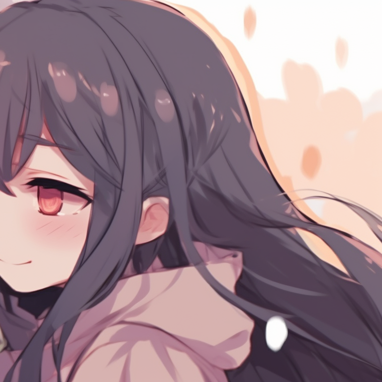 Close-up of two characters, sharing a serene stare and connecting with pale tones and delicate outlines. impressive matching discord pfp pfp for discord.