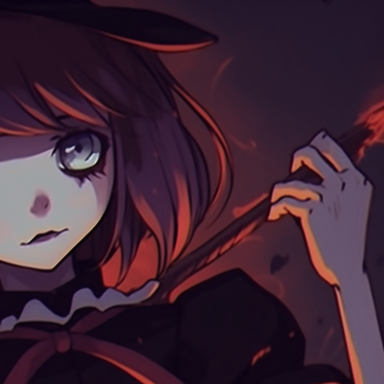 Two characters dressed alike, dark, catchy colors and a Halloween vibe. spooky halloween matching pfps - sad and gloomy pfp for discord.