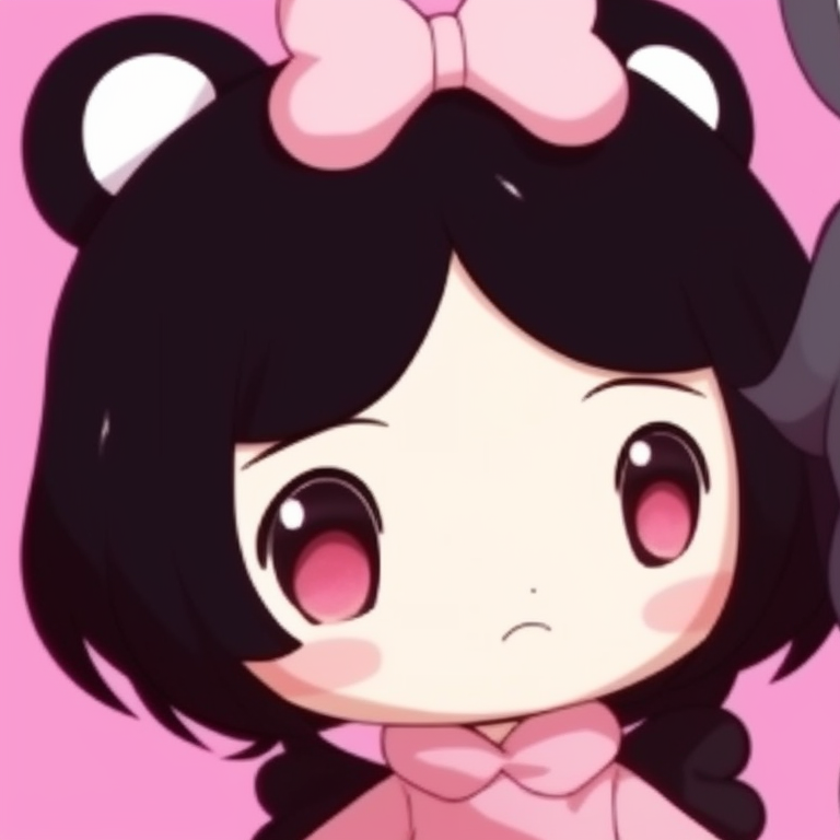 My Melody and Kuromi opposite each other, highlighting their contrasting colors and vibrant expressions. classic my melody and kuromi pfp matching pairs pfp for discord.