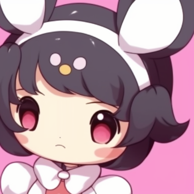 My Melody and Kuromi opposite each other, highlighting their contrasting colors and vibrant expressions. classic my melody and kuromi pfp matching pairs pfp for discord.