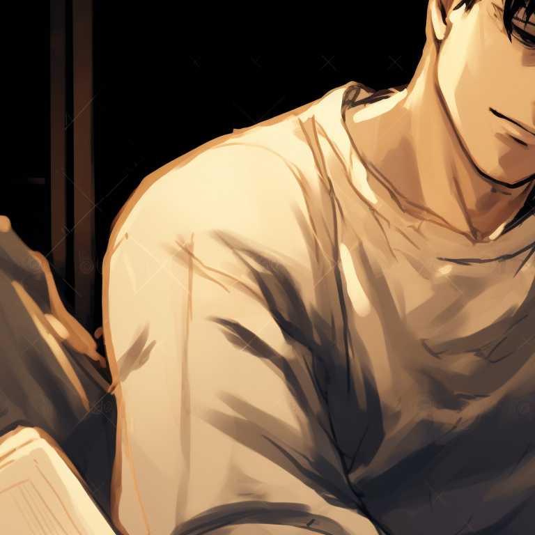 Lady K comforting the sick man, detailed facial expressions and rich color palette. lady k and the sick man matching pfp books pfp for discord.