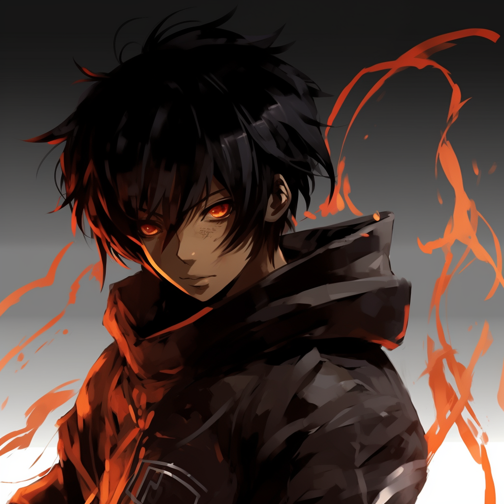 Black anime character in dynamic battle pose, intense lines and rich colours. black anime character pfpHD, free download
