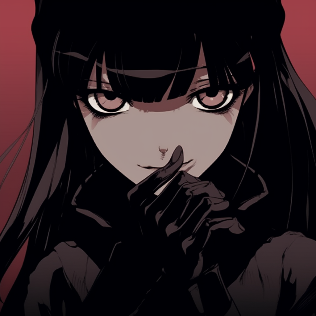 Akame from Akame Ga Kill with shadowy cool-toned color palette. edgy anime pfp female characters