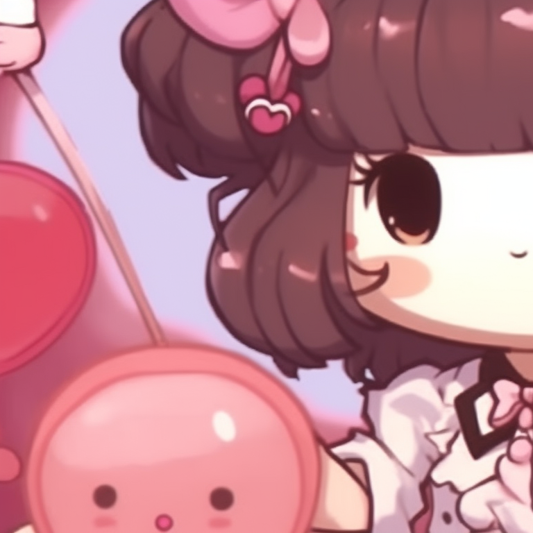 Two characters exploring, filled with joy expressed through bright colors. hello kitty pfp matching creative pfp for discord.