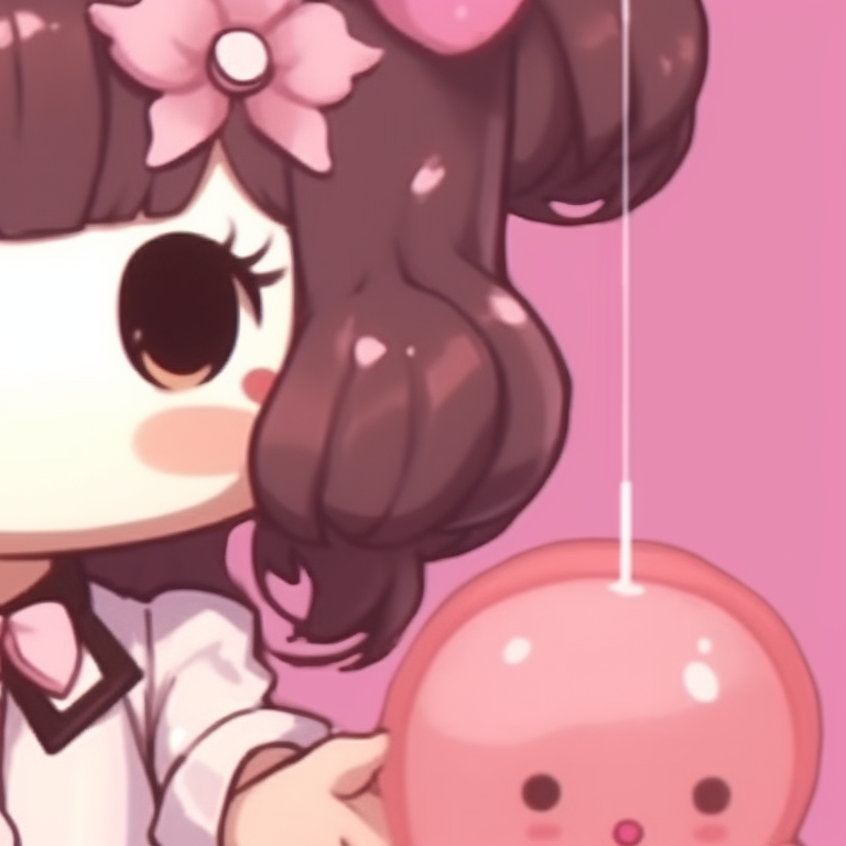 Two characters exploring, filled with joy expressed through bright colors. hello kitty pfp matching creative pfp for discord.