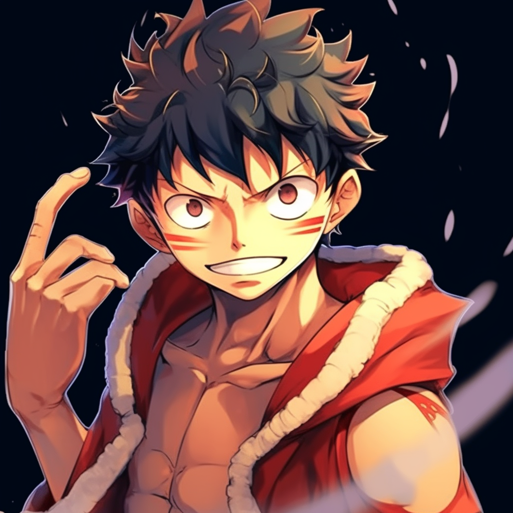 Luffy showing a cheerful expression, vibrant colors and lively presentation. top high quality anime pfp selections