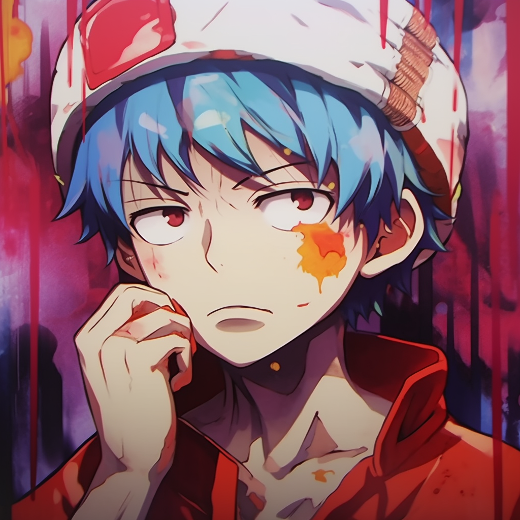 Luffy in an intense action pose, dynamic composition and strong contrasts. iconic anime characters pfp