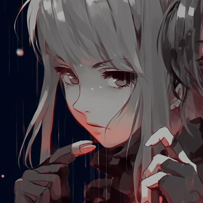 Two characters sharing a quiet moment under a moonlit sky, delicate shading and glow effects. amazing matching anime pfp pfp for discord.