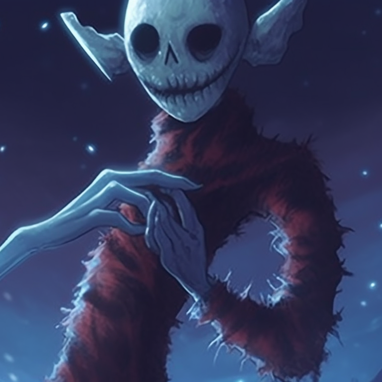 Two characters dressed as elf monsters, carrying bundles of presents, backlit by an unearthly glow. matching scary christmas pfp classic monster scenes pfp for discord.