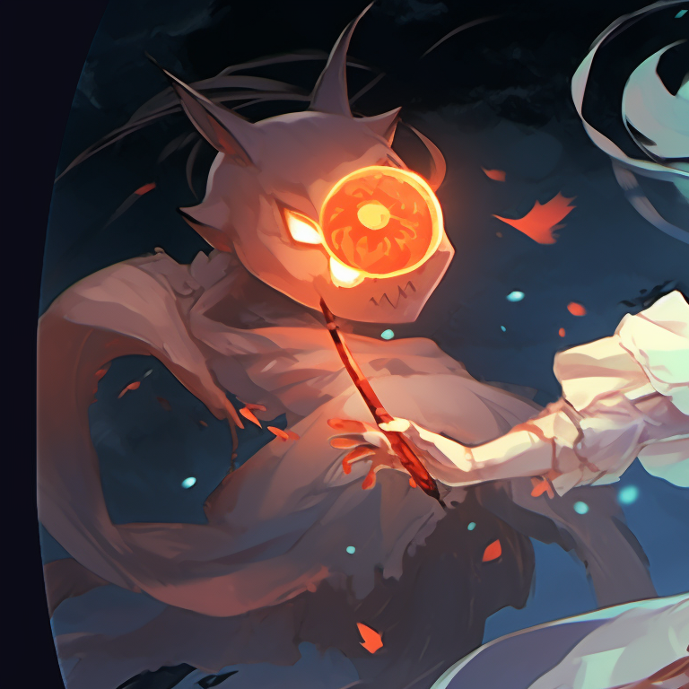 Two characters engaging in playful mischief, against a backdrop of pumpkins, rendered in bright oranges and yellows, encapsulating the spirit of Halloween festivities. genshin impact halloween theme cosplay pfp for discord.