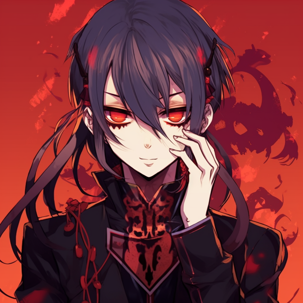 Image of two anime characters dressed as vampires for Halloween, emphasis on contrasting colours and stylised facial expressions. halloween anime pfp pairing