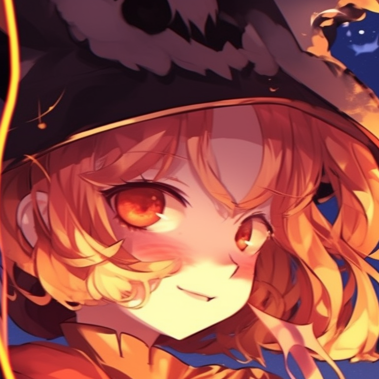 Two characters near a symbolic jack o' lantern, warm tones blended with an atmospheric perspective. hot matching pfp halloween theme aesthetics pfp for discord.