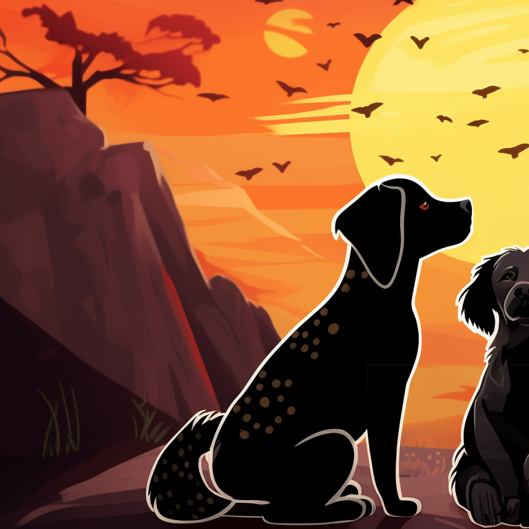 Two golden retrievers in spectral form, with semi-transparent bodies and soft shades. spooky dogs matching pfp halloween theme pfp for discord.