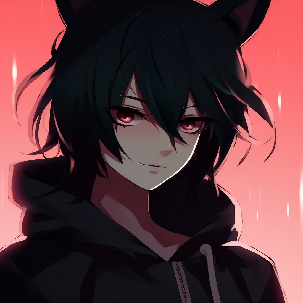 Anime character with deep black eyes, showcasing strong emotions and monochromatic art style creative black pfp anime pfp for discord.