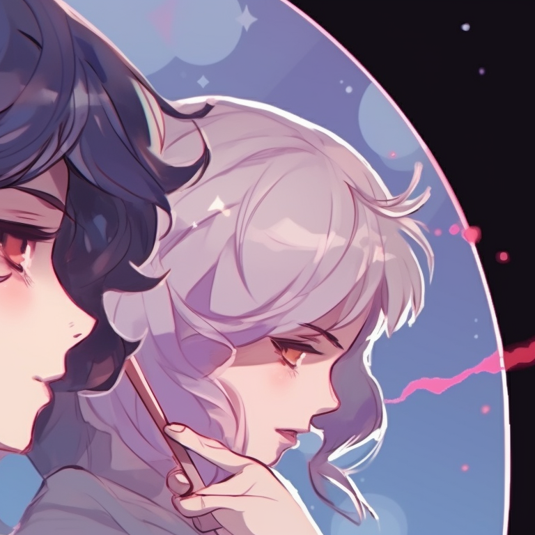 Two characters in magical outfits, radiant colors and vivid details, casting spells. cool discord matching pfp ideas pfp for discord.