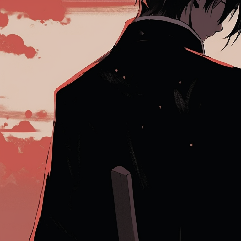 Two characters, serene expressions, framed against a twilight backdrop. anime matching pfp for couples pfp for discord.