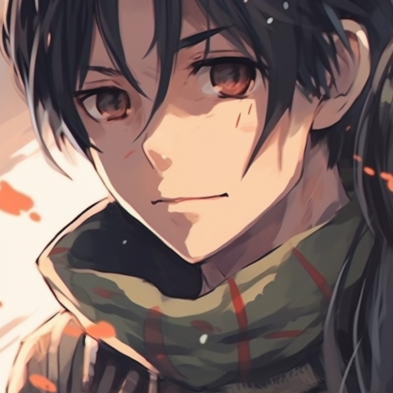 Eren and Mikasa in battle gears, distinct linear features and vibrant hues. beautiful matching pfp pfp for discord.