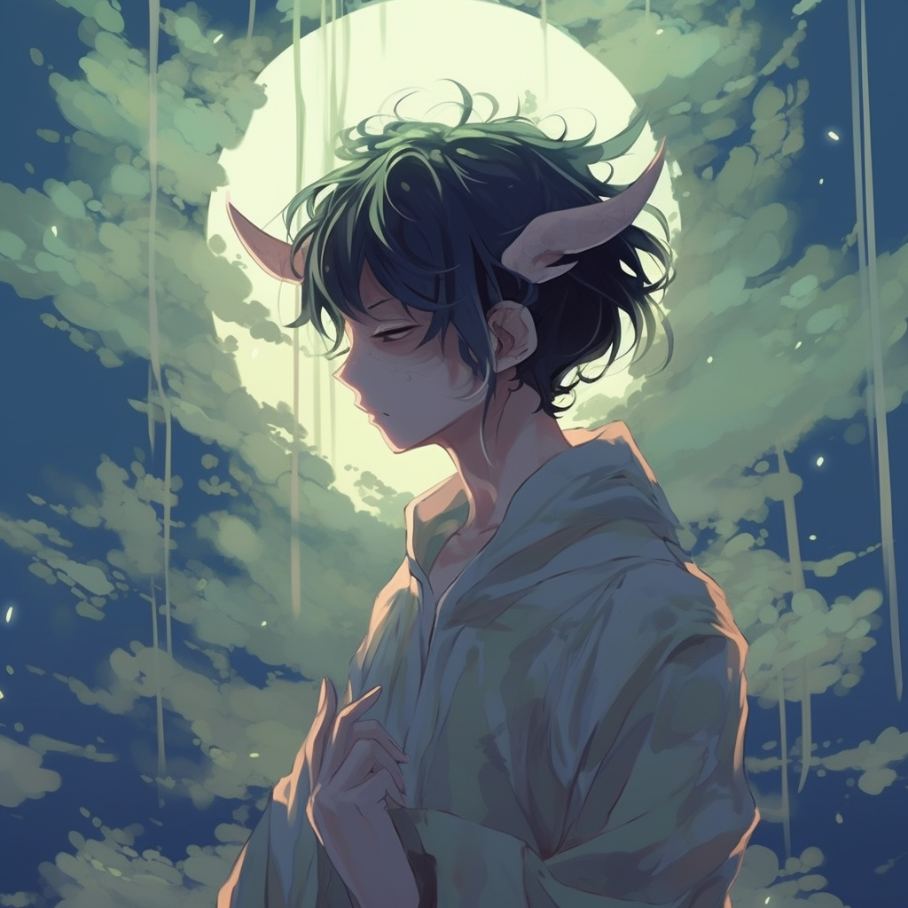 A peaceful scene under a Sakura tree, with distinct traditional anime art style. chill anime pfp for boys