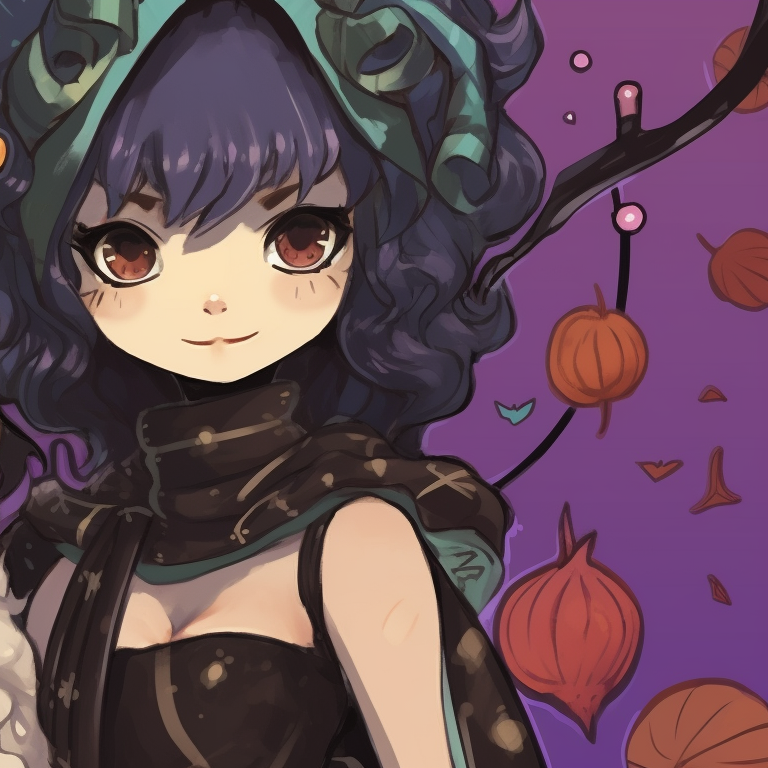 Two characters donning spidery outfits, decked in cool tones with intricate web patterns. animal themed halloween pfp matching pfp for discord.